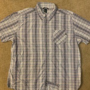 Mens plaid button down blue shirt